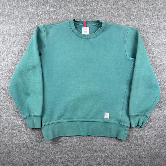 Topo Designs Mountain Fleece Crew Men's Medium Green Sweatshirt Pullover - Picture 1 of 8